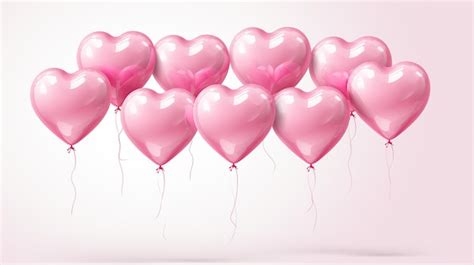 Premium Ai Image Glossy Pink Heart Balloons