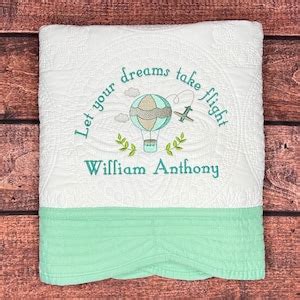 Hot Air Balloon Quilt Baby Boy Blanket Heirloom Baby Quilt Monogram