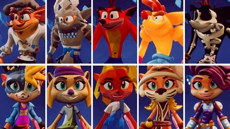 Crash Bandicoot 4 Its About Time All Skins And Outfits Crash And Coco Youtube