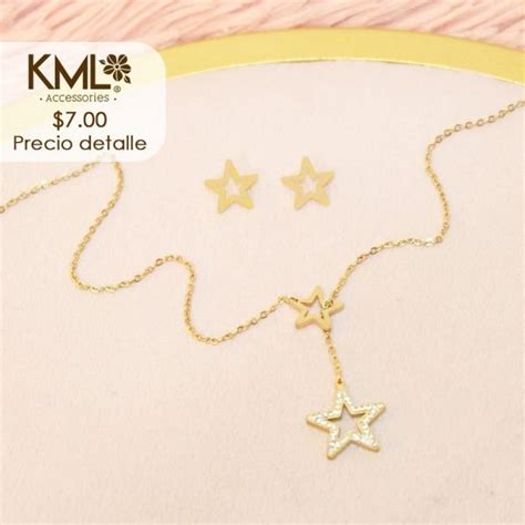 SET DORADO ESTRELLA TRASLAPADA KML ACCESORIOS