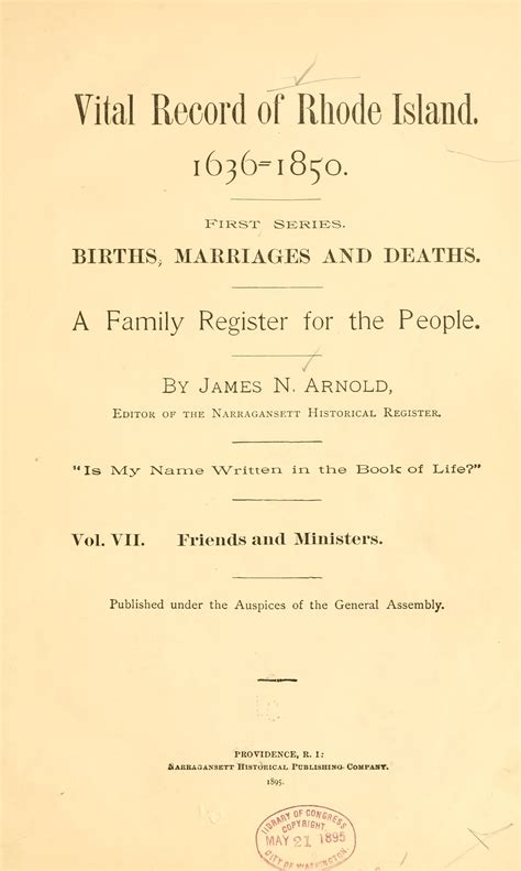 Vital records of Rhode Island, 1636-1850. First series: Births