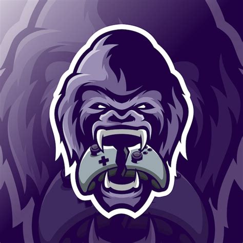 Gorilla Mascot Esport Logo Premium Vector