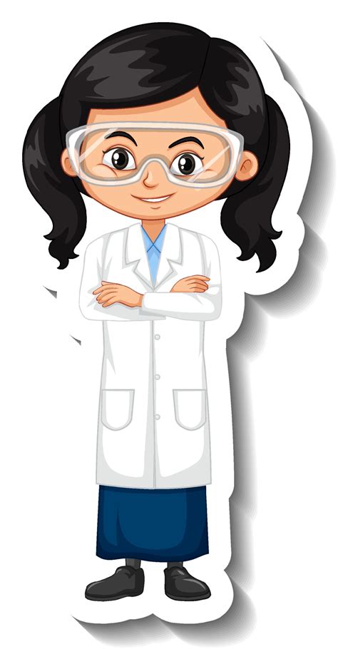 Girl wearing scientist outfit cartoon character sticker 3031742 Vector Art at Vecteezy