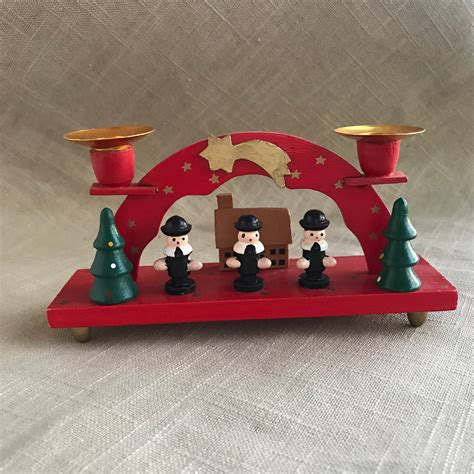 Vintage Christmas Candle Holder German Wood Christmas Etsy