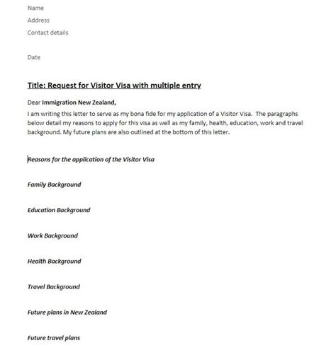 Cover Letter For Visa Application New Zealand — Relationship Support Letter Guide