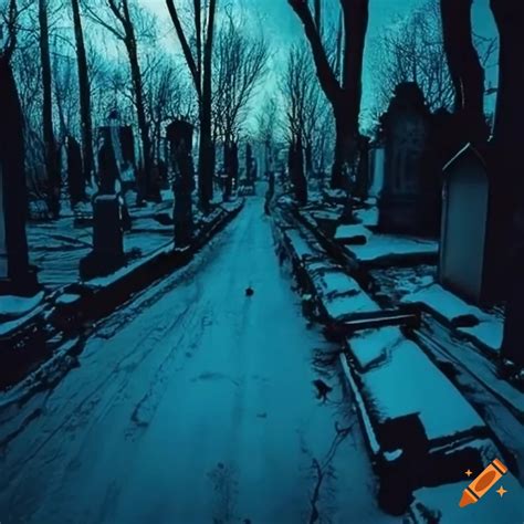 Night Scene In A Russian Cemetery During Winter On Craiyon