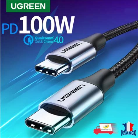 Usb C Vers Usb Type C Pd W Cordon De Charge Rapide Mbps Ugreen