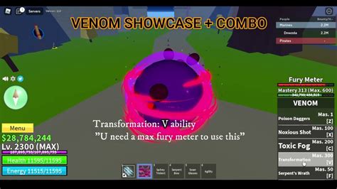 Venom Showcase Combo Blox Fruits Roblox Games YouTube