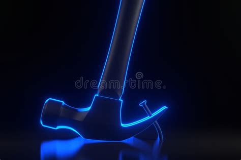 Claw Hammer Pulling A Nail Out Of A Plank With Bright Glowing