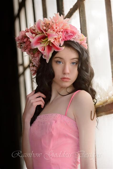 Large Pink Flower Headdress Lily Flower Crown Rose Crown Flower