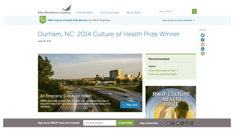 2014 Rwjf Culture Of Health Prize Winner Durham North Carolina