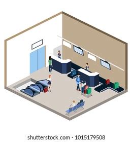 Airport Baggage Reclaim Interior Isometric View Vector De Stock Libre