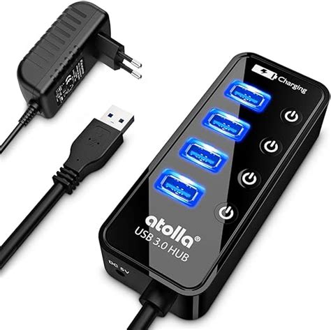 Atolla Hub USB 3 0 alimenté Hub USB à 4 Ports multiprise avec