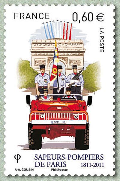 Francia Paris Fire Brigade Fire Apparatus Champs Elysees Fire