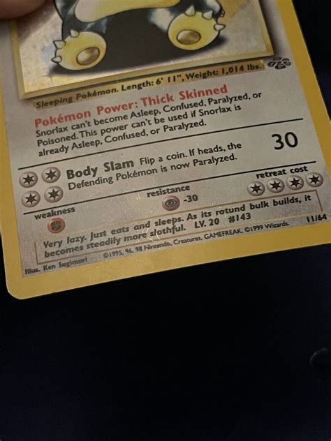 Pokémon TCG Snorlax Jungle 11 64 Holo Unlimited Holo Rare eBay