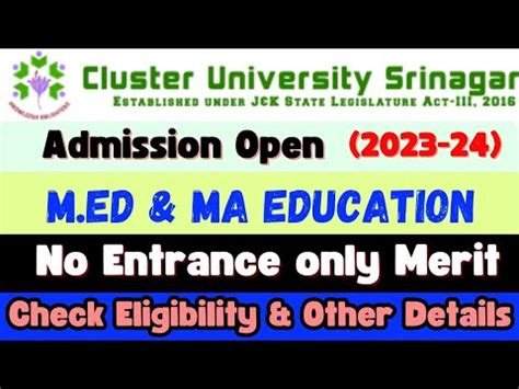 Admission Open For M Ed Ma Education Cluster University