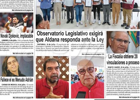 Portadas De Prensa En Quintana Roo 09 De Julio De 2024