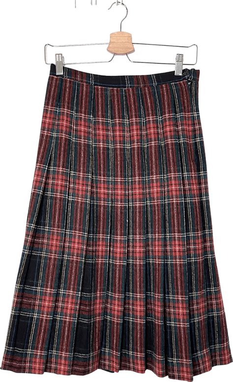 Vintage Pleated Wool Plaid Skirt By Mackintosh Shop Thrilling