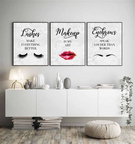 Makeup Prints Marble Decor Eyelash Decor Eyebrow Decor Etsy Eyelash Decor Makeup Room Decor