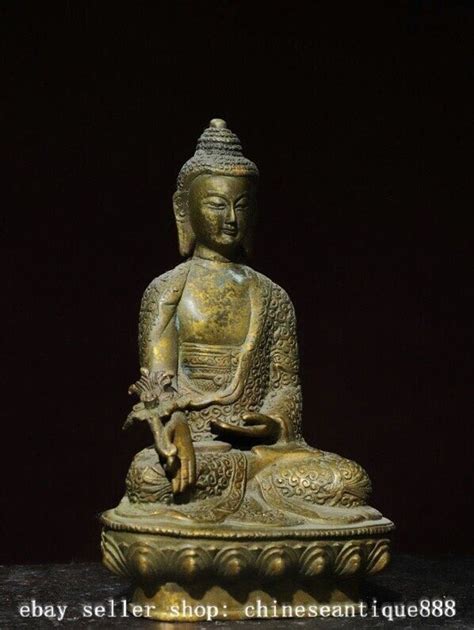 7 8 Old Tibet Buddhism Bronze Gilt Menla Medicine Buddha Medical God