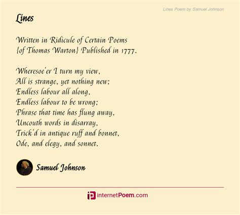 Lines Poem by Samuel Johnson