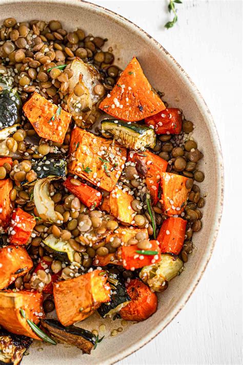 Roasted Vegetable Lentil Salad Running On Real Food