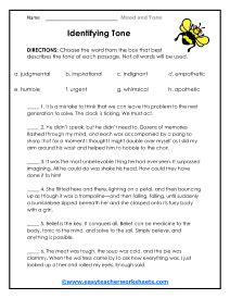 Mood And Tone Worksheets