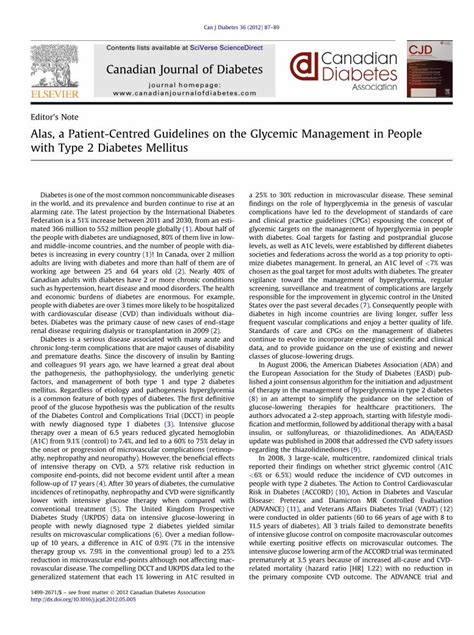 PDF Alas A Patient Centred Guidelines On The Glycemic Management In