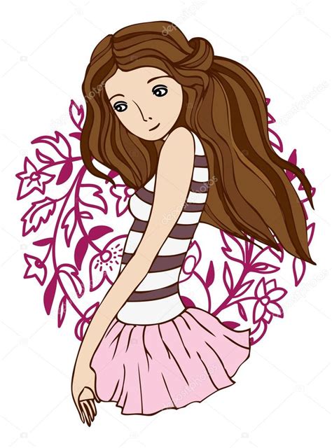 Girl In A Pink Skirt Stock Vector Image By ©apolinarias 57816701