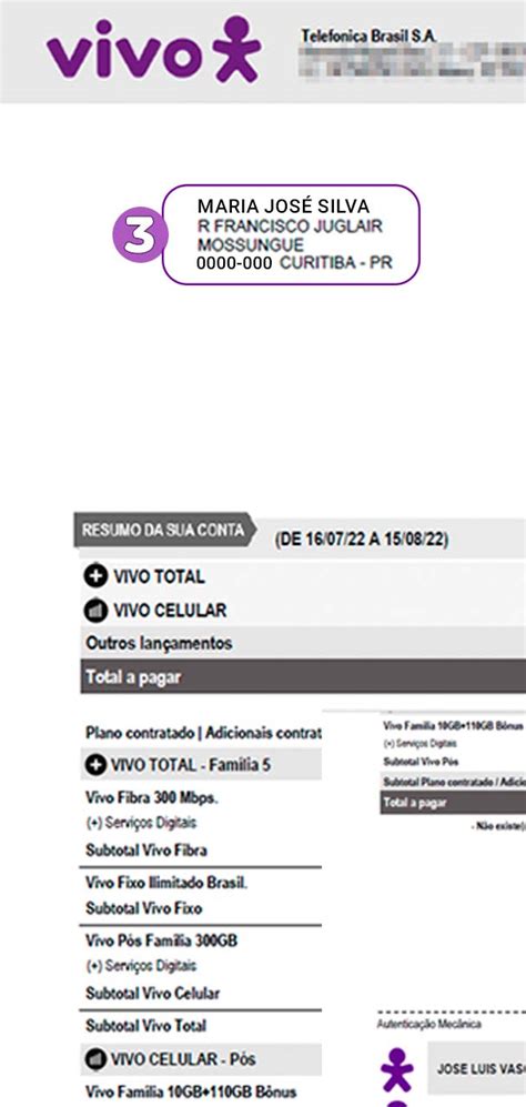 Fatura Vivo Detalhes de fatura móvel fixa internet ou TV