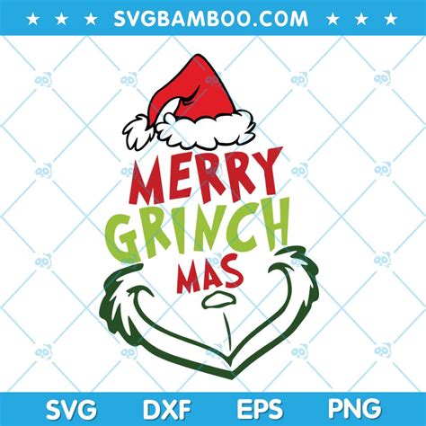 Merry Grinch Mas Svg Grinch Face Merry Christmas Svg