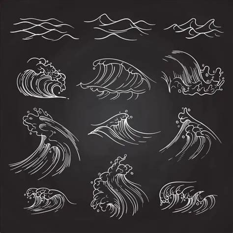 Seashells In Waves On Chalkboard Royalty Free Vector Image Di