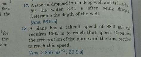 17 A Stone Is Dropped Into A Deep Well And Is Heard To Hit The Water 3 4