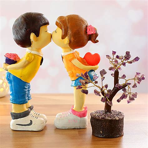 Buy Send Kissing Couple Figurine Amethyst Wish Tree Online Fnp