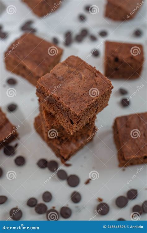 Sweet Home Made Brownie Cake Dark Chocolate Brownie Stock Photo