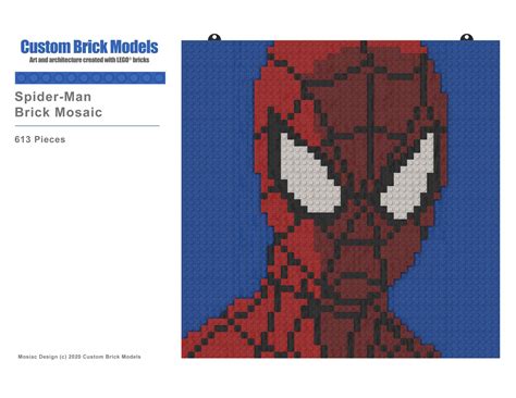 Spider Man Brick Mosaic Wall Art Kit Avengers Marvel Brick Art Etsy