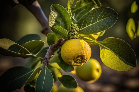 Premium Ai Image Lemon Fruit On A Branch