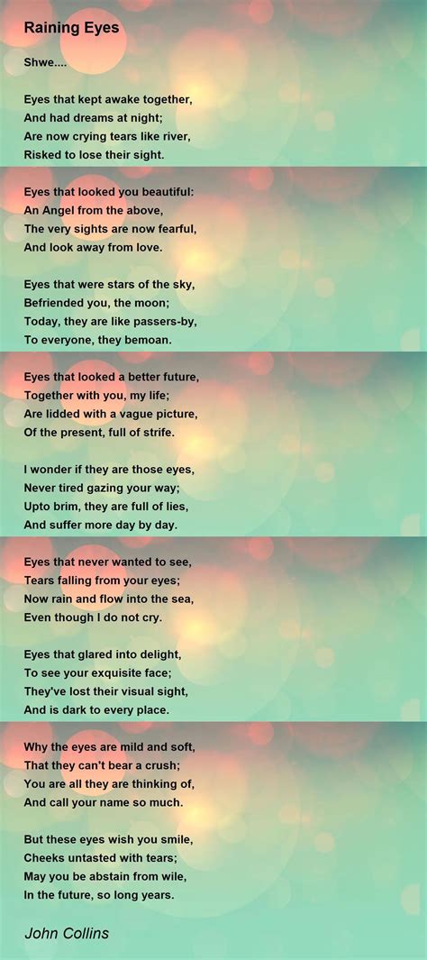 Raining Eyes By John Florio Raining Eyes Poem