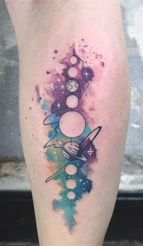 Galaxy Watercolor Tattoo © Tattoo Artist Yeliz Ozcan Tattoos For