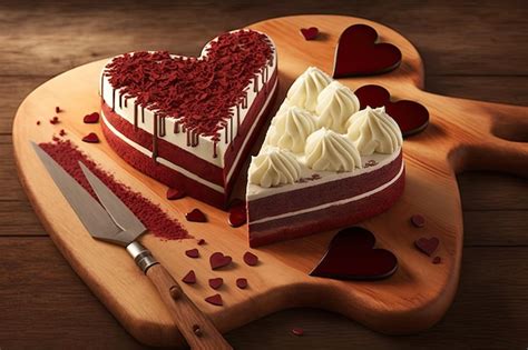 Premium Photo Heartshaped Pieces Of Delicious Red Velvet Cake On