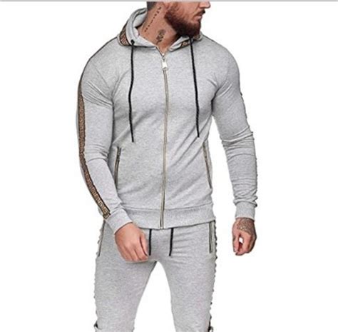 Wholesale Mens Sweat Suits Zips 2 Pieces Hoodie Set Jogging Suit Tech