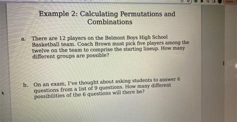 Solved Example 2 Calculating Permutations And Combinations