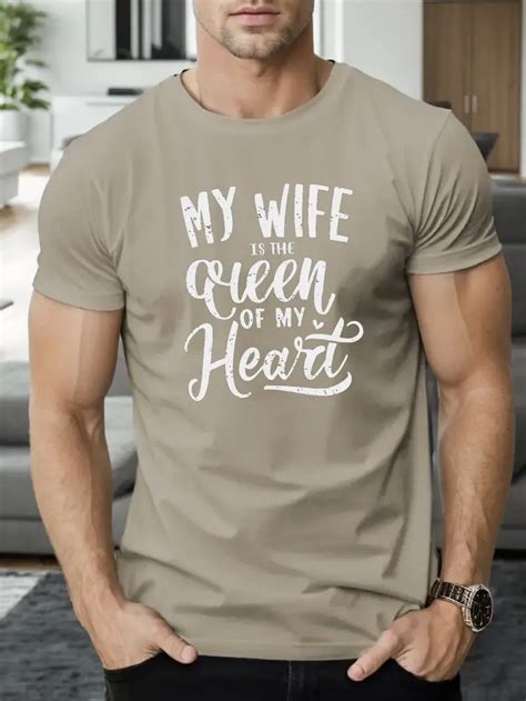 Wife Queen Heart Print T Shirt Tees Men Casual Short Sleeve Temu Portugal