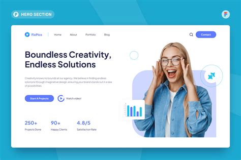 Fixpics Creative Agency Hero Section Figma Template Design Templates