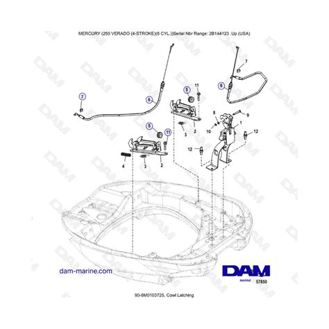 Mercury 225 Verado SN 2B144123 Cowl Latching DAM Marine