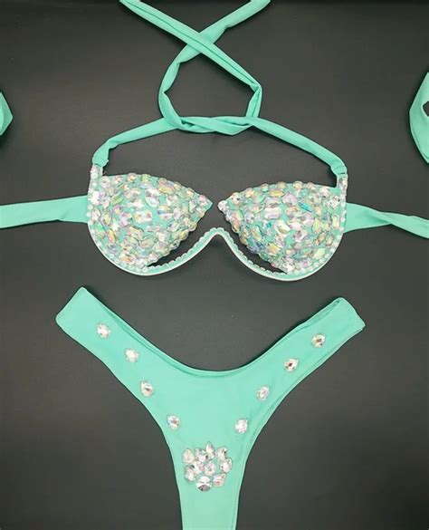 Sexy Girls Diamond Bikini Swimming Crystal Bikini Colorful Sewing