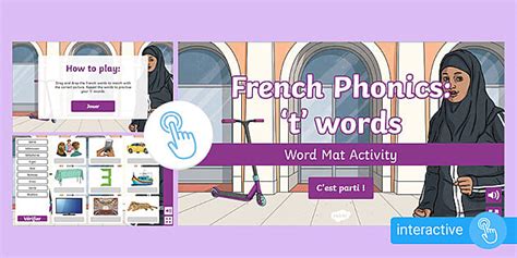 French Phonics T Words Interactive Word Mat Activity