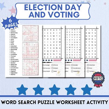 Word Search Puzzle Worksheet Activity For Election Day And Voting