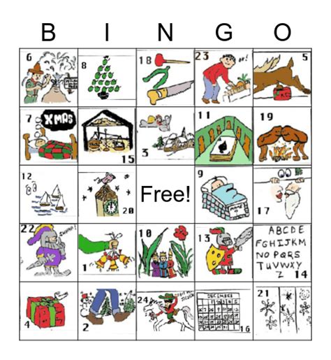 Christmas Carol Bingo Card