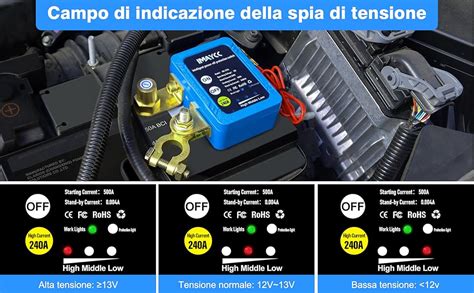 Imaycc Stacca Batteria V Per Auto A Sezionatore Auto Remoto Senza